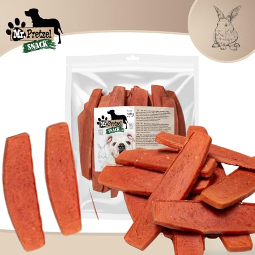 Mr. Pretzel – Premium-Kaninchenstreifen für Hunde – 500g – 90 % Fleischanteil – Gesunder Kausnack – Hypoallergen – Ohne Zusatzstoffe – Ideal für Training & Belohnung