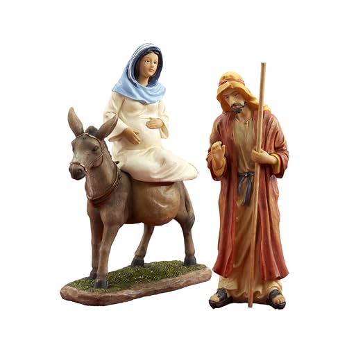 Three Kings Gifts Traveling Holy Family Nativity Figurine Set for 7 Inch Nativity Scene – Mary Joseph & Donkey La Posada Christmas Display Religious Bethlehem Journey Décor