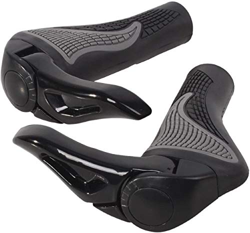 SOULBEST Puños para Manillar de Bicicleta diseño Ergonómico - con Cuernos Antideslizante Aluminio Caucho Bike Agarre para Bicicleta Moto Montaña MTB BMX Plegable Bicicleta (Negro)