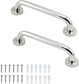 Stainless Steel Grab Bar, 2 pcs Steel Safety Support Rail, Bathroom Handrail Disabled Support Home Assist Handle for Bathtub for Elderly, Disabled, Polished Finish - 30cm
