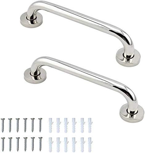 Stainless Steel Grab Bar, 2 pcs Steel Safety Support Rail, Bathroom Handrail Disabled Support Home Assist Handle for Bathtub for Elderly, Disabled, Polished Finish - 30cm