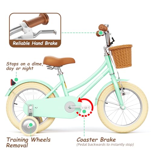 Image of Glaf Girls Bike Bicycle for 2-12 Years Old 12 14 16 20 inch Kids Toddler Bike with Training Wheels and Basket,Doll Seat, Kids Bike Bicycle for Gift