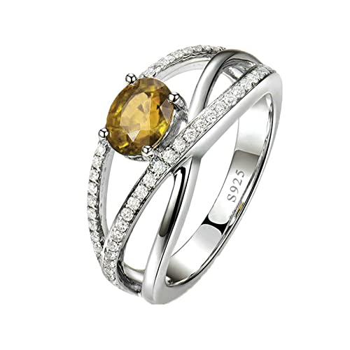 Sterling Band Rings, Women Oval Yellow Cubic Zirconia Fashion Rings Size H 1/2-V 1/2