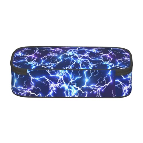 Image of Cool Blue Purple Electric Lightning Pencil Case Organizer Big Capacity Pencil Pouch Stationery With Zipper School Supplies Pencil Bag For Girls Boys Office, j56tsd