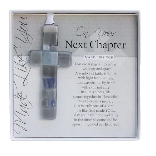 The Grandparent Gift Co. Retirement, New Career, New Home - On Your Next Chapter Boxed Poem Mosaic Glass Cross Ornament - Handmade in USA