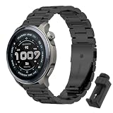 QJONSIU Cinturino Compatibile con Amazfit Balance 2 XT, Acciaio Inossidabile Massello Regolabile Metallo Strap, Traspirante-Black