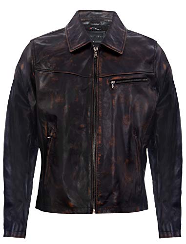 Veste en Cuir Marron Harrington de qualité supérieure look vintage