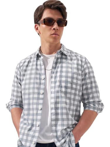 Image of Highlander Men's Slim Fit Checks Shirt | Full Sleeves | Regular Collar | Casual Shirts for Men