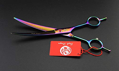 Purple Dragon 7.0 Inch Rhinestone Decoration 3Pcs Pet Grooming Scissors Dog Hair Cutting & Thinning Shears Set #TOP6