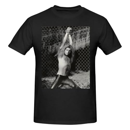 David Music Lee Roth Shirt Men's Crew Neck T-Shirt Cotton Tees Lightweight Tee for Daily Casual Black Small