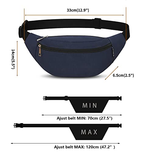 Bauchtasche für Damen und Herren Gürteltasche Hüfttasche Doggy Bag Outdoor Sport Groß Handytasche Umhängetasche Camping Fitness Fahrrad Geld Pouch Pack