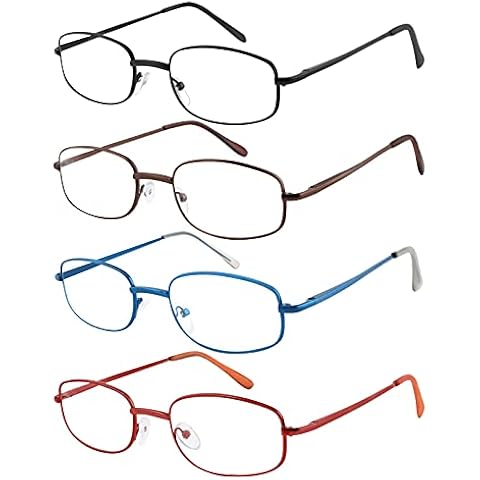 EFE Metal Frame Reading Glasses Readers for Men Women 2.5 Wire Lightweight Spring Hinge Eyeglasses 4 Pack (Mixcolor, 2.5) Cover