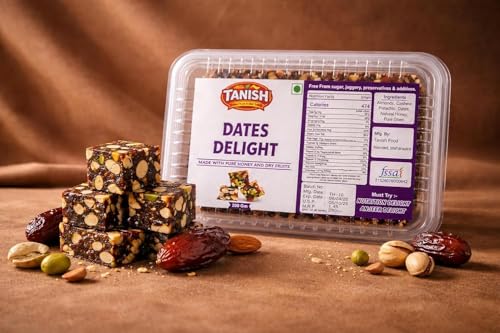 Image of TANISH Sugar Free Dates Delight (200g) - Healthy Dry Fruit Barfi with Almonds, Cashews & Pistachios | Made with Pure Ghee & Natural Honey | No Added Sugar, Preservatives or Additives | Energy Snack