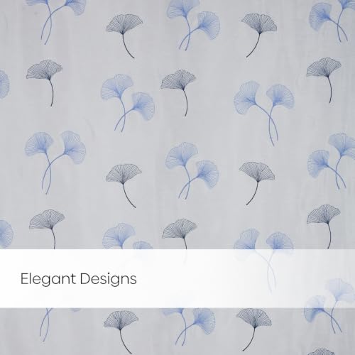 Image of haus & kinder Curtains 7 feet Long | Embroidery Sheer Curtains 7 Feet Long Pack of 1 | Door Curtains 7 feet Light-Filtering & Breathable Sheer Curtains (Ginkgo Grace Blue, 114x213cm)