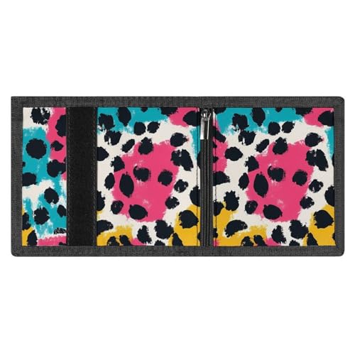 Colorful Leopard Pattern Custom Trifold Wallet Front Pocket Credit Card Holder with Coin Purse for Men Women Travel Gifts4