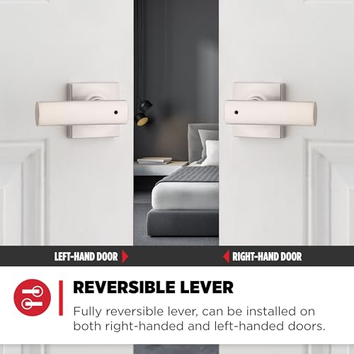 Kwikset Breton Interior Privacy Door Handle with Lock, Door Lever For Bathroom and Bedroom, Satin Nickel Reversible Keyless Turn Lock, with Microban Protection - image 4