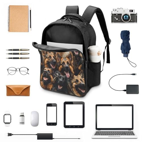 German Shepherd Dogs Funny 16 Inch Backpack for Men Women Casual Daypack with 2 Compartment for Travel Work3
