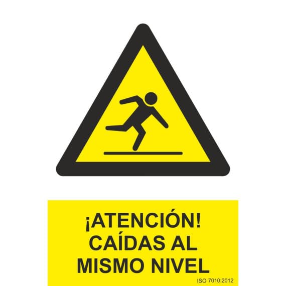 Señal ¡Atención! Caídas Al Mismo Nivel (tintas UV) SEKURECO