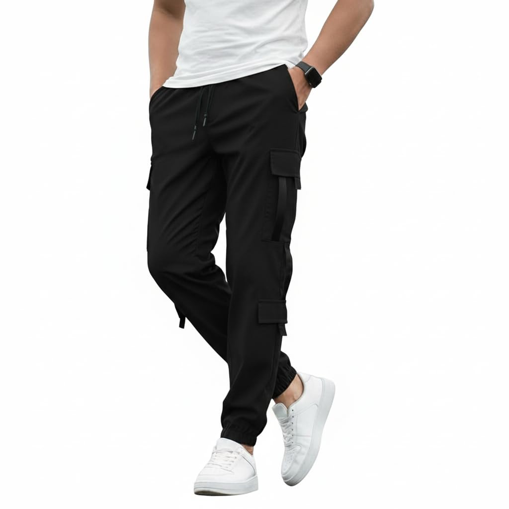 nivedanm Men’s Cargo Pants | Regular Fit Jogger Pants | Full Elastic Waist with Drawstring | Soft & Stretchable Fabric | Casual & Sports Wear-picture-54