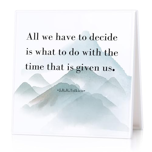 Inspirational Desk Sign All We Have to Decide... Motivational Plaque for Office Desk Table Shelf...