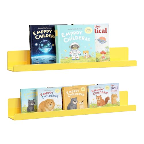 PAVSTINE 2 Pack Acrylic Magnetic Book Shelf for Whiteboard, Yellow 17 in
