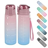 Yeahshion Botella de Agua de 900 ml con Marcador de Tiempo, Trabajo