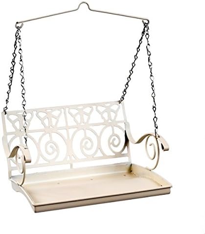 Petface Swing Seat Hanging Wild Bird Feeder in White Metal, French Romantic Vintage Style, Gift Idea