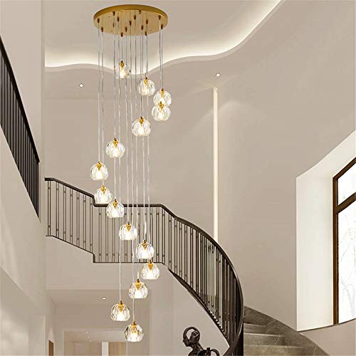 Chandelier suspendu long G9-LED pour duplex et plafond haut réglable 3000K