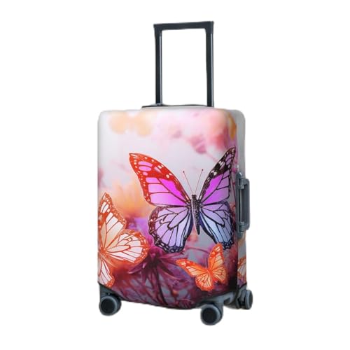 Housse de bagage de voyage élastique colorée avec papillon fleur protection valise anti-rayures