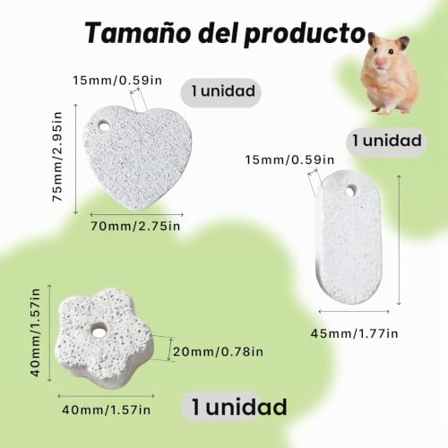 Miniatura 2 de Rowglow 3pcs Piedra De Calcio Y Mineral Para Roer, Juguete De Molienda Para Dientes De Conejo, Hámster, Chinchilla, Roedores, Aves Loros, Ninfas, Agapornis, Periquitos Y Tortugas 3 Pcs