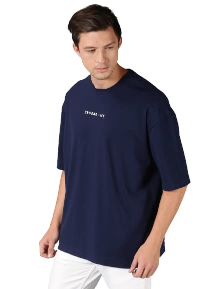 Image of URGEAR Men's Cotton Printed Drop Shoulder - Hip Hop - Down Shoulder- Baggy Loose fit- Stylish Oversized t Shirts for Men