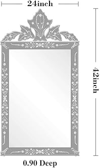 KOHROS Wall Mounted Squared Mirror, Venetian Mirror Decor for The Living Room, Bathroom, Bedroom (W 24" X H 41" Rectangle)