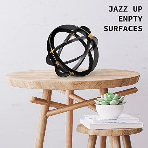 Metal Decorative Sphere For Home Decor - Black & Gold, Hand Painted, Modern Decorative Balls For Living Room, Bedroom, Kitchen, Bathroom, Office - Table Decorative Orbs For Сenterpiece #TOP4