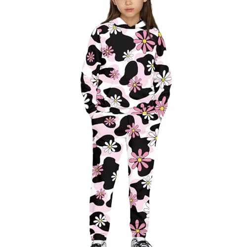 ORGYPET Boys Jogging Suits S Youths Pullover Sweatshirts 2024 Trendy Fashionable Versatile Kids Sweatsuit Youths Oversized Sweatshirt Keep Children Fresh All Day Long, Daisy Cow Print
