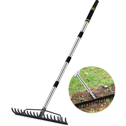 Rastrillo metálico pesado para césped, 17 púas 5.58FT miniatura 1