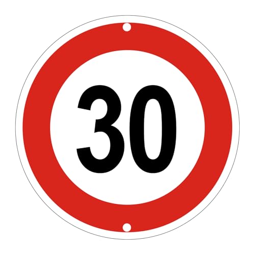 Cartello Velocità Massima 10 Km/h | Segnale Stradale In Alluminio 30x30 Cm | Rotondo, 2 Mm Spesso, Resistente Alle Intemperie