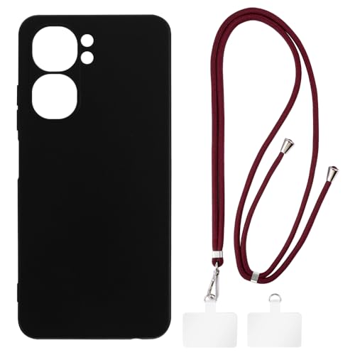 Shantime �P�[�X�ƃN���X�{�f�B�X�g���b�v�Z�b�g Oukitel C58 �Ƃ̌݊������� �g�уJ�o�[�Ƌ����o�b�N���t�������\�l�b�N�X�g���b�v�����2���̃p�b�`�t��(�u���b�N + ���b�h)