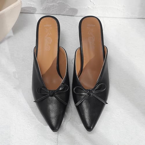 Kitten Heel Pointed Toe Mules Slip On Women Slippers3