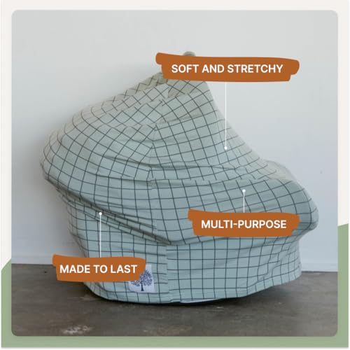 Image of Parker Baby 4 in 1 Car Seat Cover for Girls and Boys - Stretchy Carseat Canopy, Nursing Cover, Grocery Cart Cover, High Chair Cover - inchSage /Pewter inch