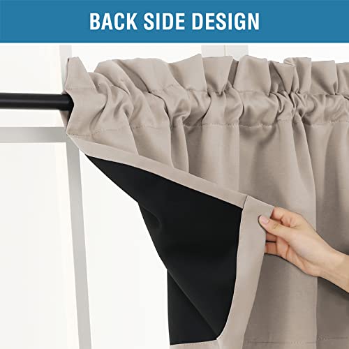 H.versailtex 100% Blackout Curtain Valances For Kitchen Windows/Bathroom/Living Room/Bedroom Thermal Insulated Rod Pocket Valances For Windows, 2 Pack, 52" X 18", Natural Sand #TOP2