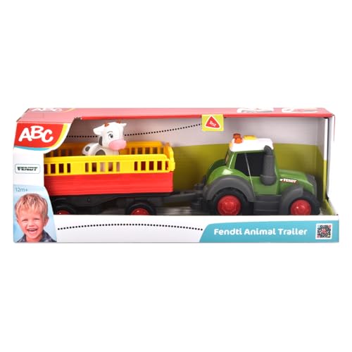 Dickie Toys ABC Bauernhof-Traktor Fendt ab 1 Jahr (30 cm), Spielzeug-Fahrzeug mit Licht und Sound zur Förderung der Motorik für Kleinkinder - 204115011
