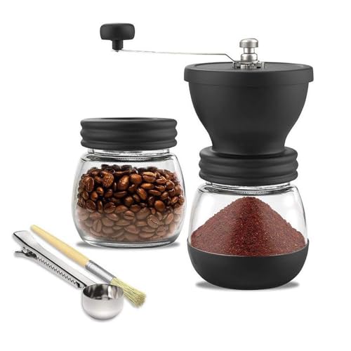 Bodosac 1pc Hand Grinding Coffee Machine Manual Small Grinder for Coffee Beans - Perfect for Home Use with wooden brush and stainless steel spoon