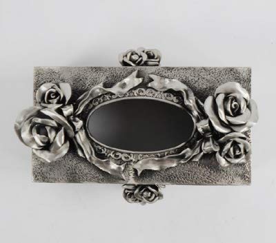 Boîte à mouchoirs pour table de salon rose en étain gravé