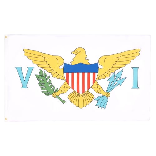 Image of AZ FLAG - Virgin Islands Of The United States Flag - 2x3 Ft - 100D Polyester Virgin Islander Banner with Two Metal Grommets - Fade Resistant - Vivid Colors - 2' x 3' Feet - 90x60 Cm