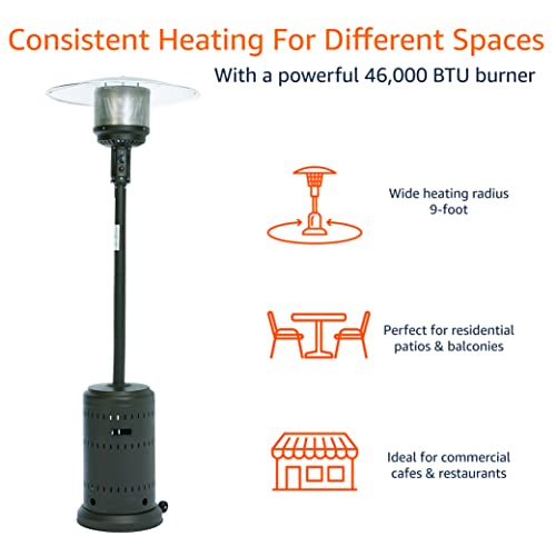 Amazon Basics 46,000 BTU Outdoor Propane Patio Heater with Wheels