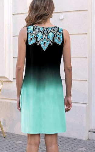 Image of Disamer Womens Summer Dress 2026 Casual Button Down V Neck Sleeveless Boho Floral Beach Sundresses Vacation A-Line Dresses