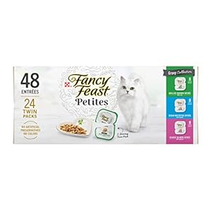 Purina Fancy Feast Gourmet Wet Cat Food Variety Pack, Petites Gravy Collection, break-apart tubs, 48 servings – (Pack of 24) 2.8 oz. Tubs