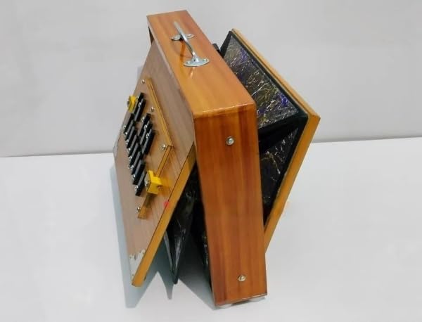 Shruti Box 38,1 x 25,4 x 7,6 cm, bois de teck, 440 Hz et 432 Hz, avec Padel, Marron