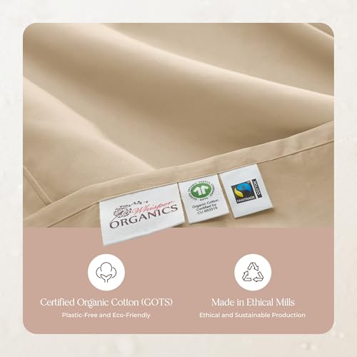 Image of 100% Organic Cotton Pillow Cases Queen Size Set of 2-100% Cotton Pillowcases GOTS Certified 300 Thread Count - Naturally Cooling Comfortable Breathable & Soft Pillow Cases (Dune, Queen)