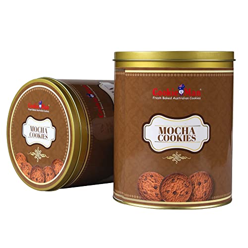 Image of CookieMan Mocha Coffee Cookies with Choco Chips Tin Box, 600g | Coffee Time Cookies Snack | Gift Hamper For Friends & Family | Freshly Baked Australian Cookies
